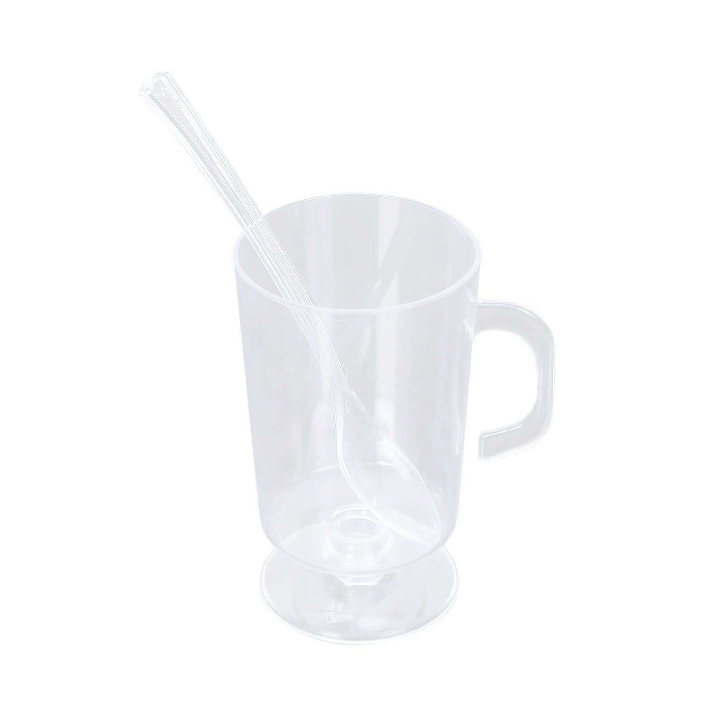 24 Pack | 2oz Clear Disposable Mini Dessert Coffee Cups with Spoons, Plastic Tea Espresso Parfait Cups with Tasting Spoon Set