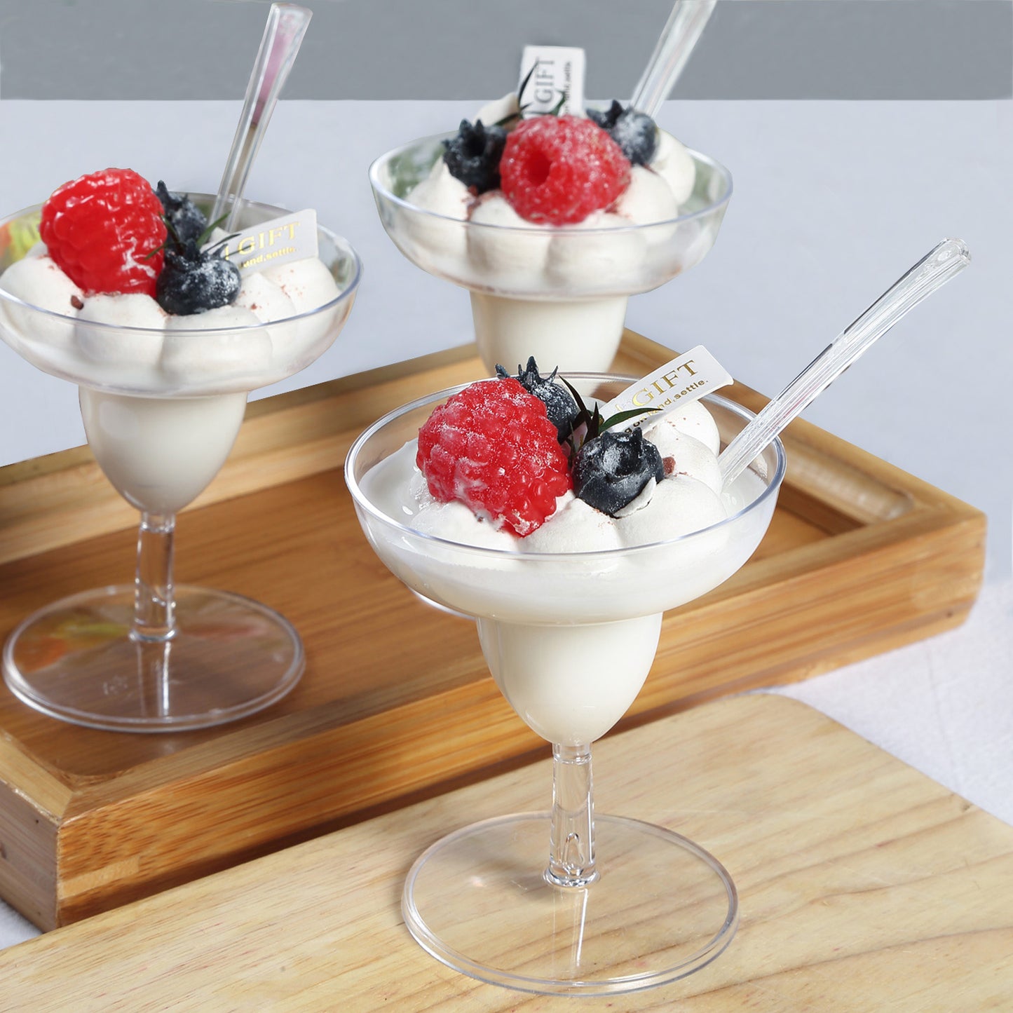 24 Pack | 2oz Crystal Clear Mini Disposable Margarita Glasses With Spoons, Plastic Dessert Appetizer Cup and Spoon Set