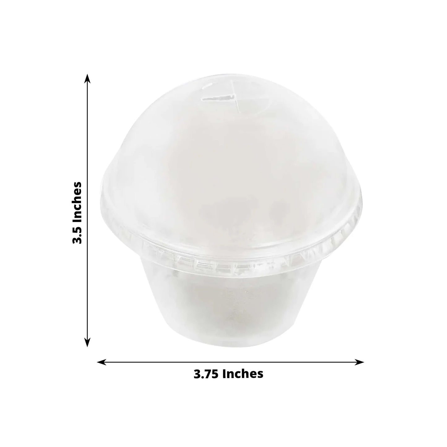 50 Pack Clear Dome Lid Disposable Ice Cream Fruit Cups, 7oz Plastic Pudding Dessert Parfait Cups