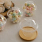 50 Pack Clear Dome Lid Disposable Ice Cream Fruit Cups, 7oz Plastic Pudding Dessert Parfait Cups