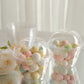50 Pack Clear Dome Lid Disposable Ice Cream Fruit Cups, 7oz Plastic Pudding Dessert Parfait Cups