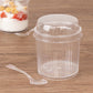 24 Pack Clear Ribbed Plastic Parfait Ice Cream Cups with Lids and Spoons, 5oz Mini Disposable Fruit Dessert Cups - 3"