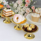 12 Pack | 5" Gold Mirror Finish Mini Plastic Pedestal Cake Stands With Beaded Rim, Disposable Round Cupcake Dessert Display Serving Plates