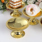 12 Pack | 5" Gold Mirror Finish Mini Plastic Pedestal Cake Stands With Beaded Rim, Disposable Round Cupcake Dessert Display Serving Plates