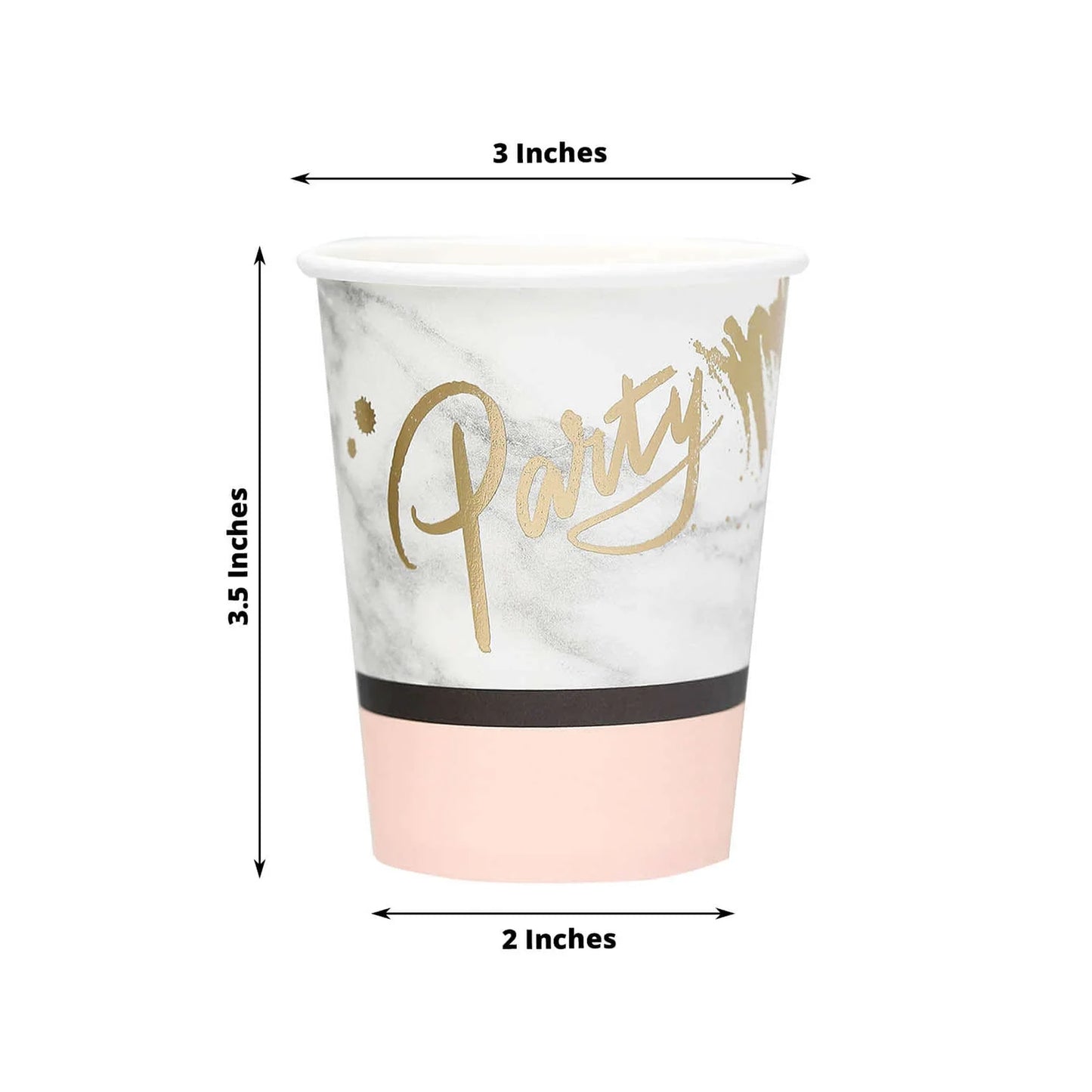 24 Pack Blush Marble 9oz Paper Cups, Disposable Cups For Party and All Purpose Use