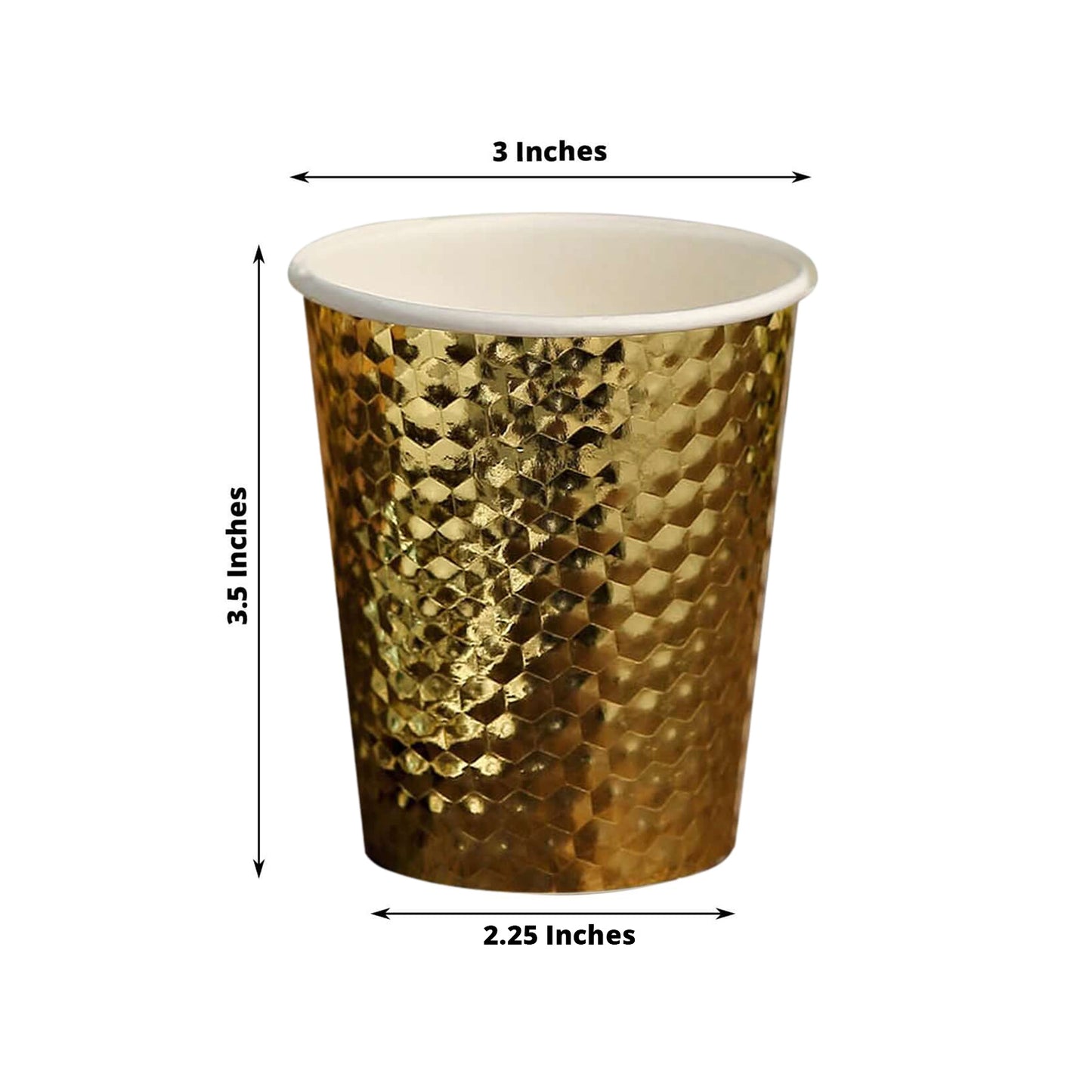 24 Pack | Gold Foil Honeycomb 10oz Paper Cups, Disposable Tableware