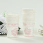 24 Pack Disposable Paper Cups in White Pink Damask Floral Pattern, Elegant Party Cups - 9oz