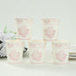 24 Pack Disposable Paper Cups in White Pink Damask Floral Pattern, Elegant Party Cups - 9oz