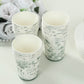 24 Pack Disposable Paper Cups in White Sage Green French Toile Pattern, Elegant Party Cups - 9oz