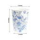 50-Pack Paper Cups in White with Blue French Toile Print - Stylish Disposable Floral Party Cups for Weddings & All Purpose Use 9oz