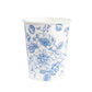 50-Pack Paper Cups in White with Blue French Toile Print - Stylish Disposable Floral Party Cups for Weddings & All Purpose Use 9oz