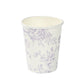 24 Pack 9oz French Toile Party Cups, Matte Lavender and White Elegant Disposable Paper Cups