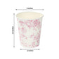 24 Pack 9oz French Toile Party Cups, Matte Pink and White Elegant Disposable Paper Cups