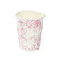24 Pack 9oz French Toile Party Cups, Matte Pink and White Elegant Disposable Paper Cups