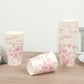 24 Pack 9oz French Toile Party Cups, Matte Pink and White Elegant Disposable Paper Cups