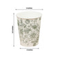 50-Pack Paper Cups in White with Sage Green French Toile Print - Stylish Disposable Floral Party Cups for Weddings & All Purpose Use 9oz
