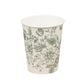 50-Pack Paper Cups in White with Sage Green French Toile Print - Stylish Disposable Floral Party Cups for Weddings & All Purpose Use 9oz