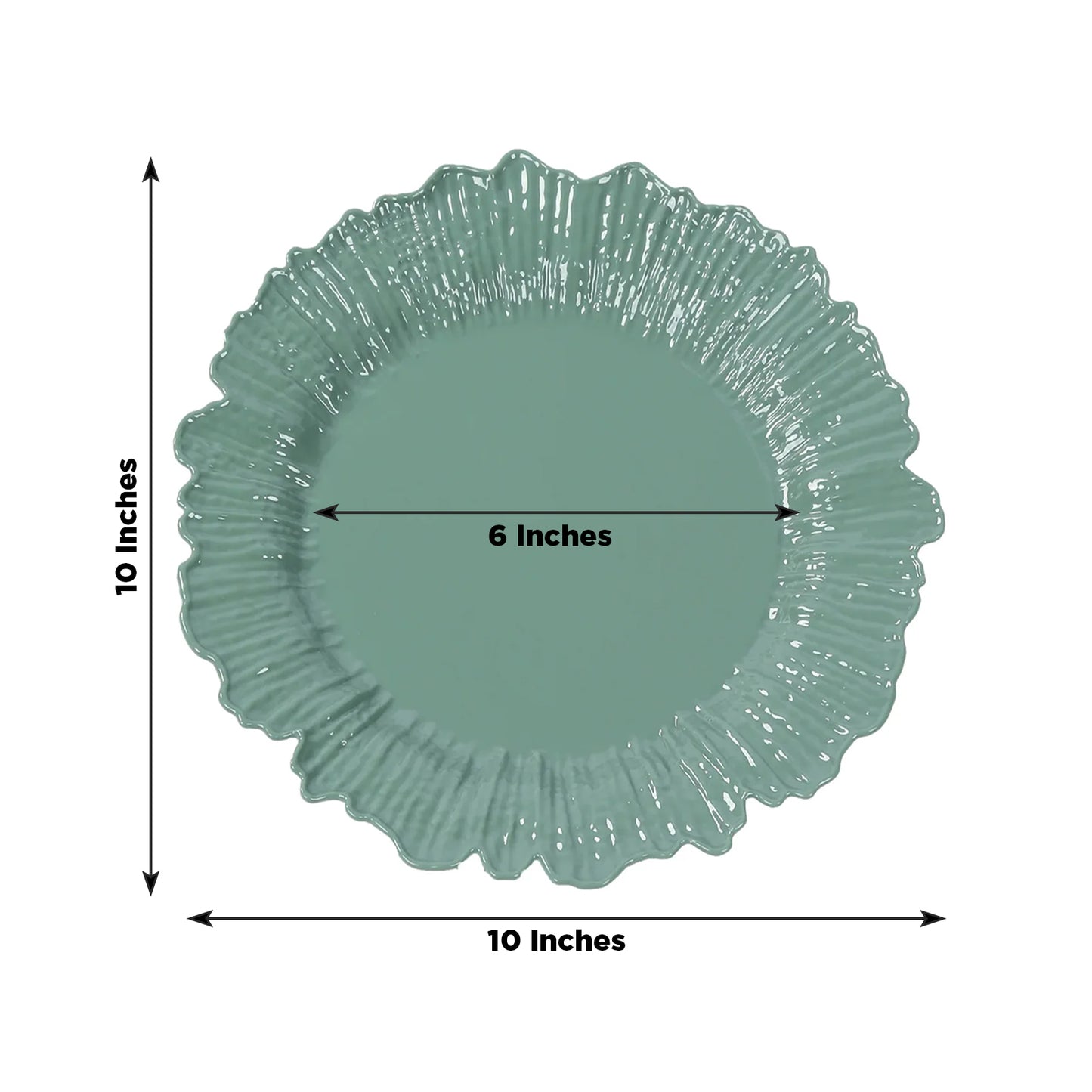 20-Pack 10" Plastic Dinner Plates – Dusty Sage Green Reef Design Party Plates – Elegant Disposable Tableware