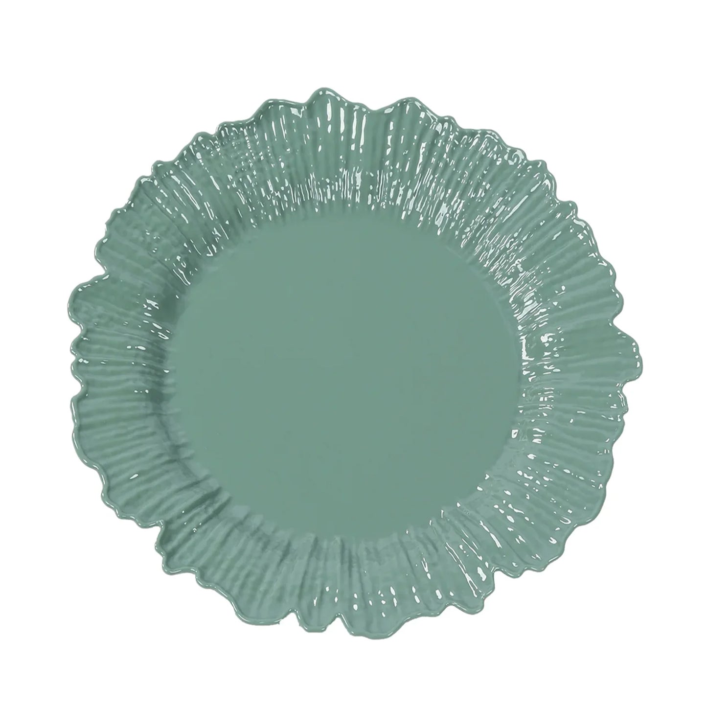 20-Pack 10" Plastic Dinner Plates – Dusty Sage Green Reef Design Party Plates – Elegant Disposable Tableware