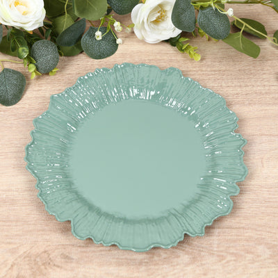 20-Pack Dusty Sage Green Reef Design Plastic Dinner Plates – 10"