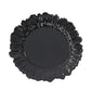Black plastic dinner plate with a reef design.