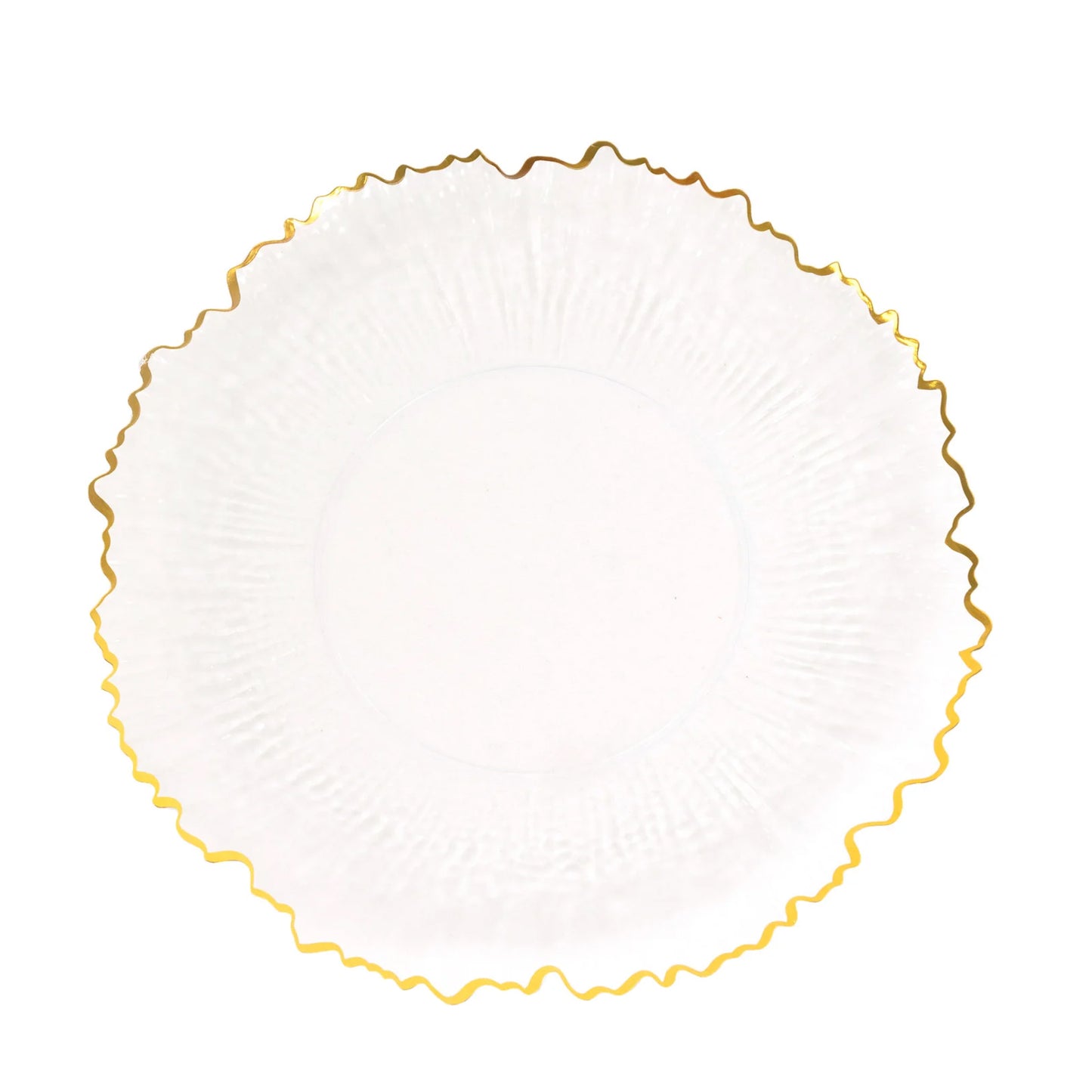 20 Pack 10" Plastic Dinner Plates – Clear Reef Design with Gold Rim, Elegant Disposable Party Tableware
