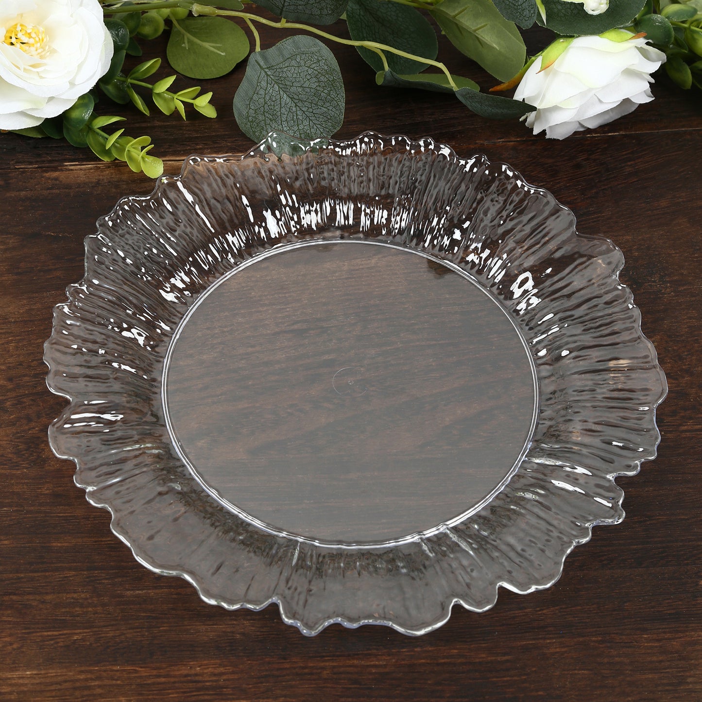 20-Pack 10" Plastic Dinner Plates – Clear Reef Design Party Plates – Elegant Disposable Tableware