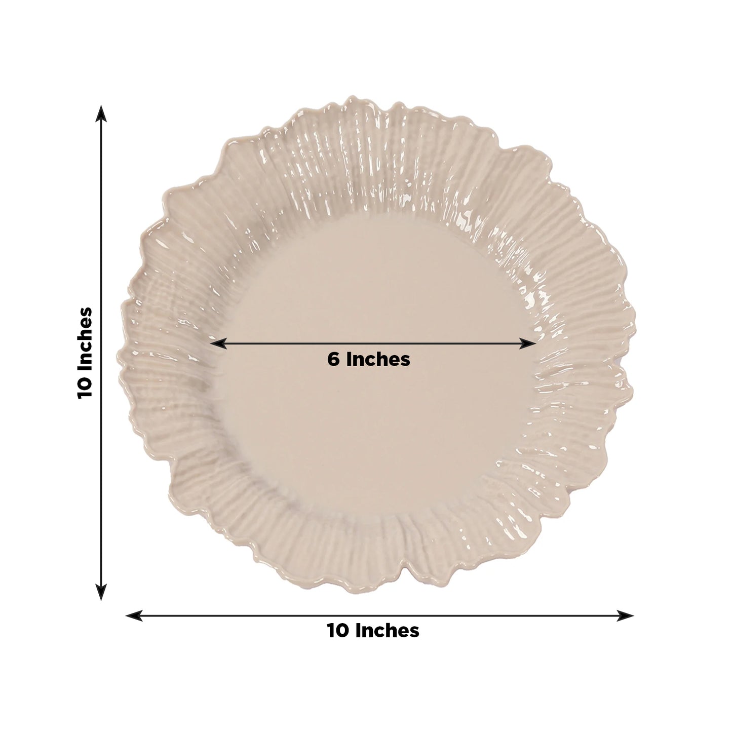 20-Pack 10" Plastic Dinner Plates – Taupe Reef Design Party Plates – Elegant Disposable Tableware