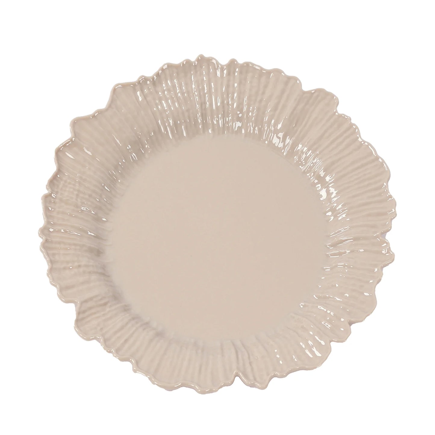 20-Pack 10" Plastic Dinner Plates – Taupe Reef Design Party Plates – Elegant Disposable Tableware