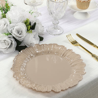 20-Pack Taupe Reef Design Plastic Dinner Plates – 10"