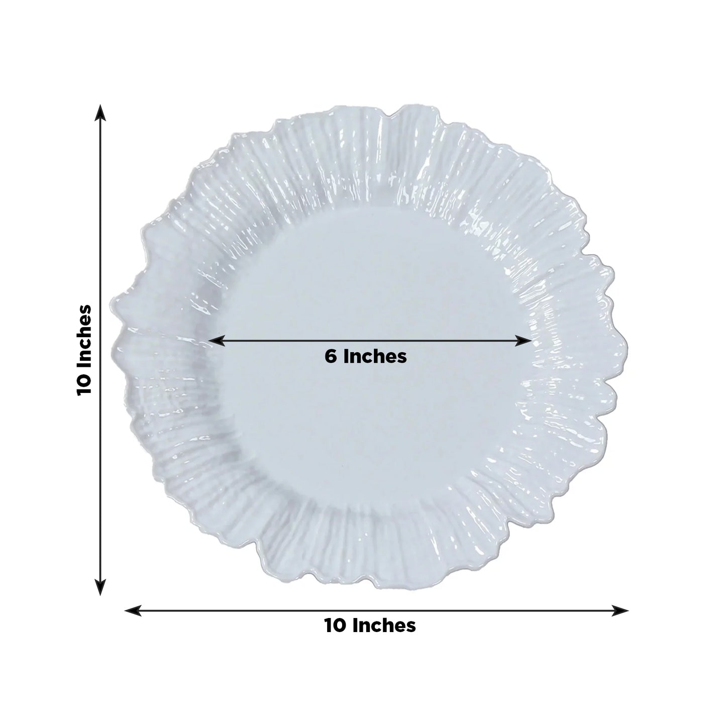 White reef design plastic dinner plate, 10 inches, elegant disposable tableware.