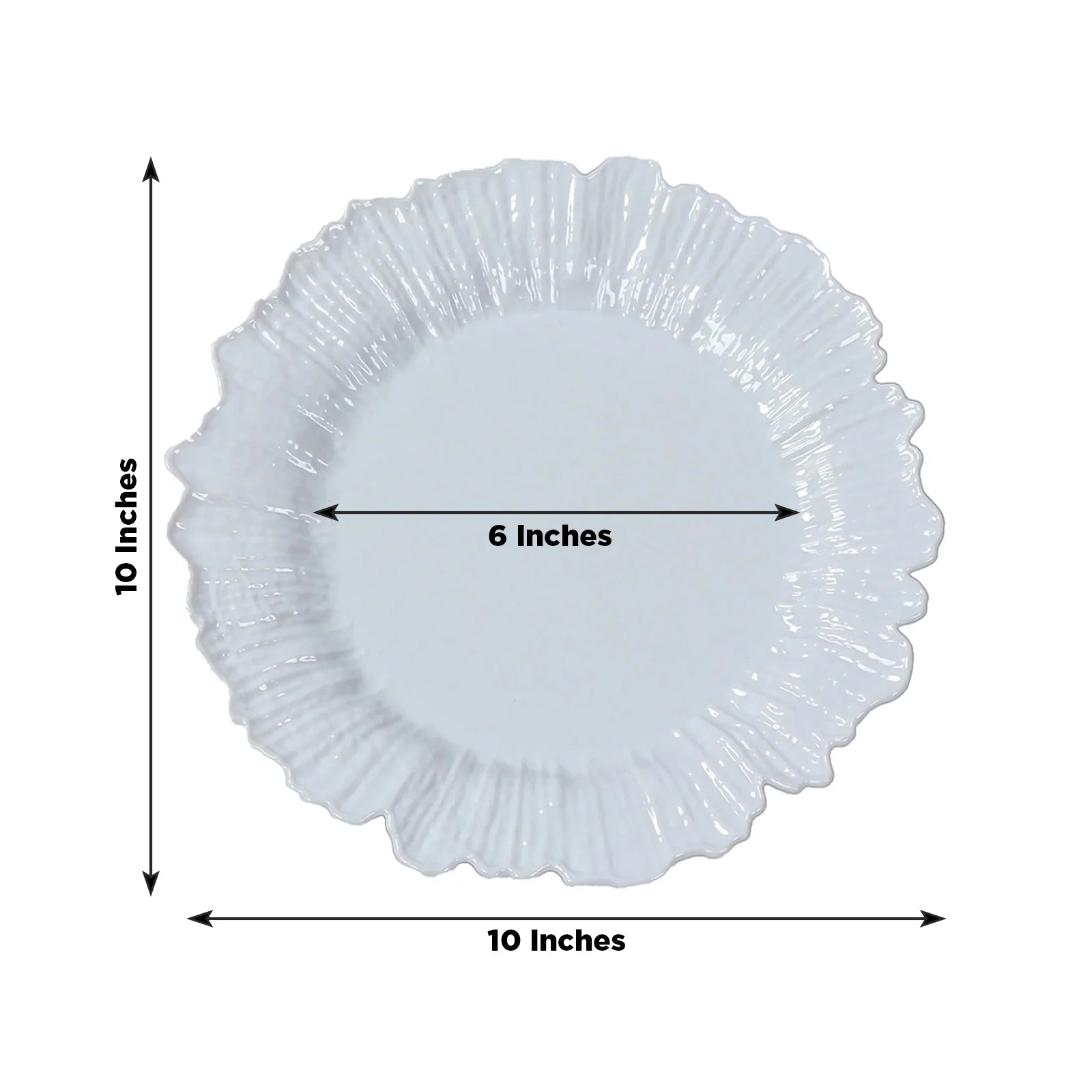 White reef design plastic dinner plate, 10 inches, elegant disposable tableware.