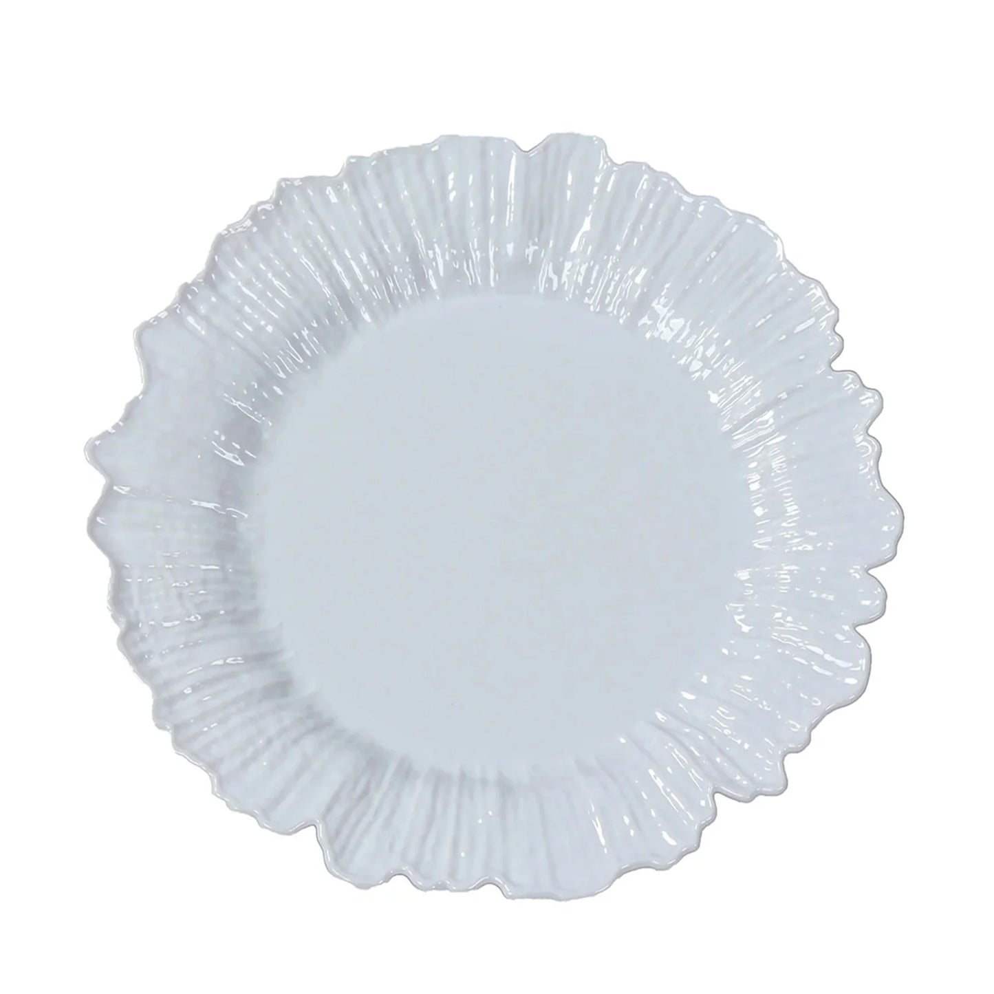 White reef design disposable dinner plate. Elegant and practical tableware.