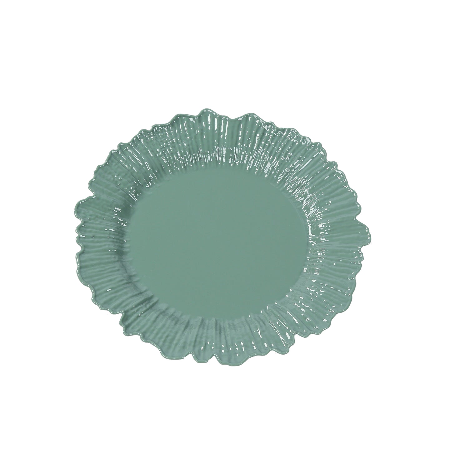 20-Pack 7" Plastic Dessert Plates – Dusty Sage Green Reef Design Appetizer Salad Party Plates – Elegant Disposable Tableware