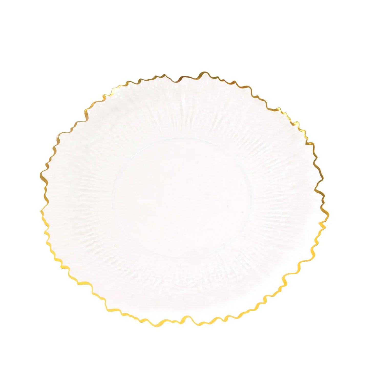 20 Pack 7" Plastic Dessert Plates – Clear Reef Design with Gold Rim, Appetizer and Salad Party Plates – Elegant Disposable Tableware