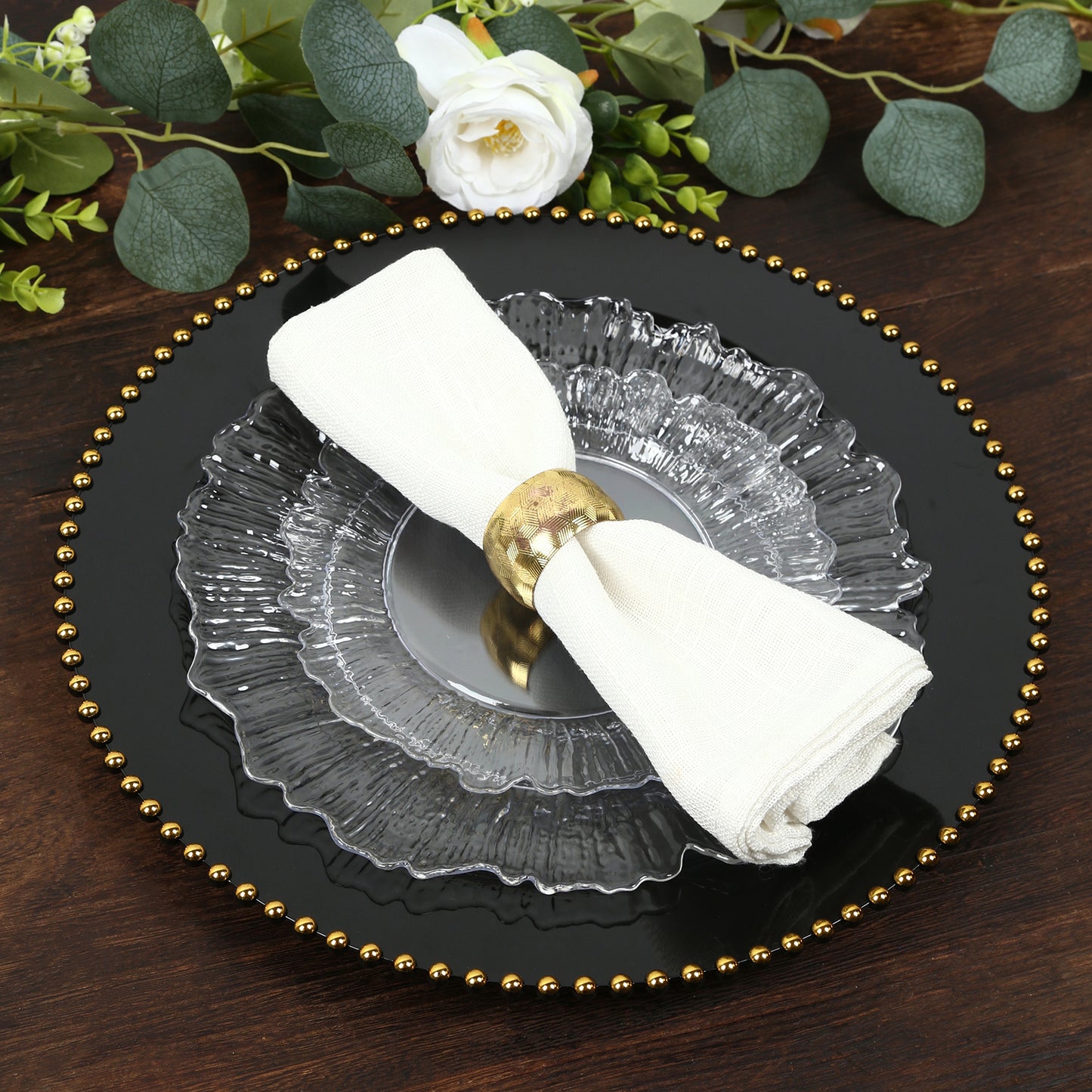 20-Pack 7" Plastic Dessert Plates – Clear Reef Design Appetizer Salad Party Plates – Elegant Disposable Tableware