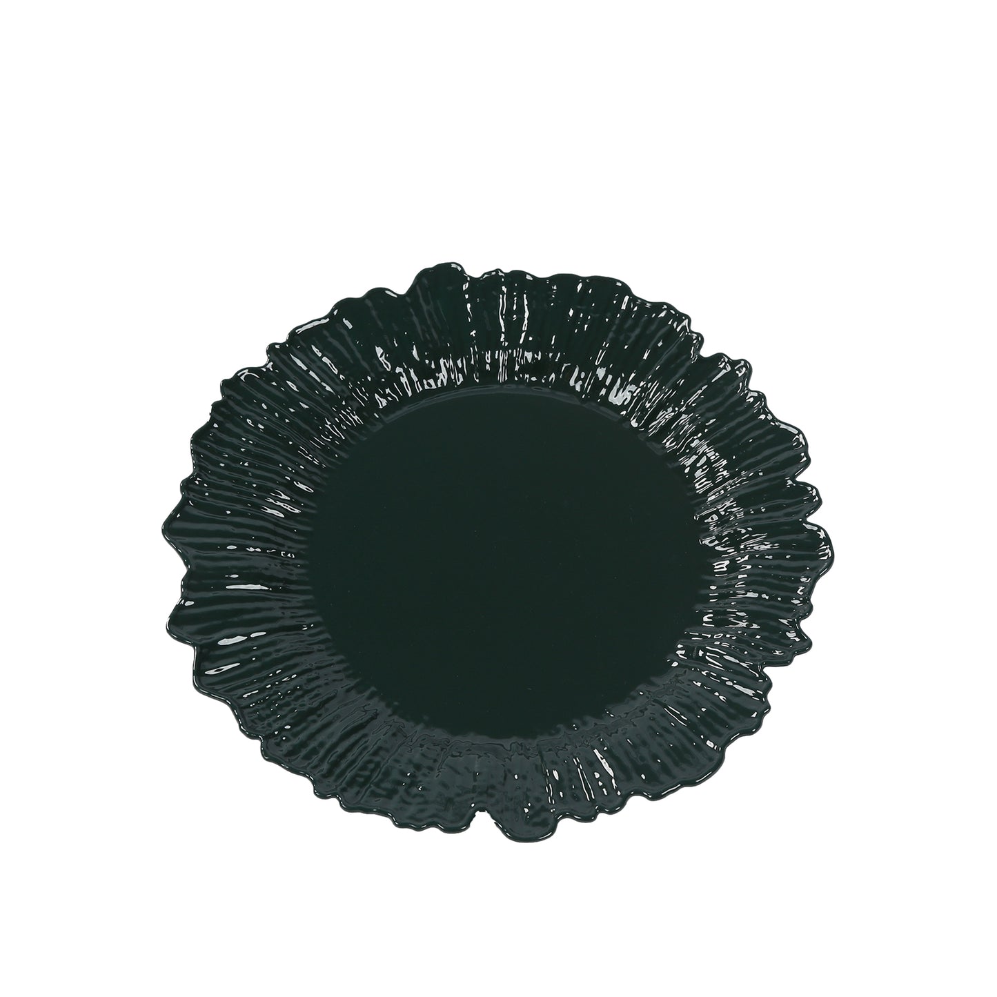 20-Pack 7" Plastic Dessert Plates – Hunter Emerald Green Reef Design Appetizer Salad Party Plates – Elegant Disposable Tableware