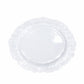 Pearl white disposable dessert plate with a reef design.