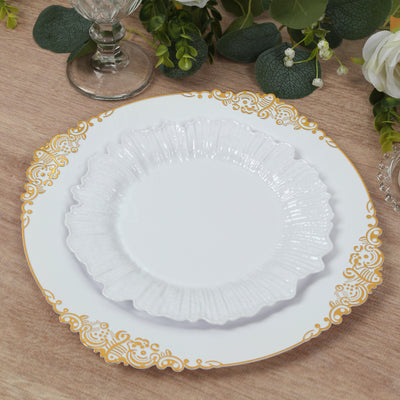 White Reef Design 7" Dessert Plates