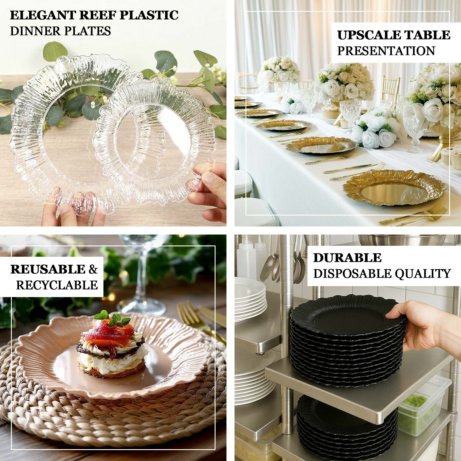 Lavender disposable dinner plates with elegant reef design for parties.