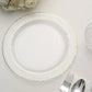 10 Pack | 10" Clear Hammered Design Plastic Dinner Plates With Gold Rim