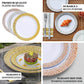 Opaque black hammered design dinner plates with gold rim, 10 pack.