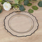 10-Pack Plastic 10" Round Dinner Plates in Clear with Black Scalloped Rim - Disposable Party Plates
