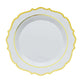 Round White Plastic Dinner Plates 10 Inch Disposable 10 Pack With Gold Scalloped Rim#whtbkgd