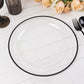 10 Pack Clear Regal Disposable Party Plates With Black Rim, 10" Round Plastic Dinner Plates