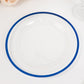 10 Pack Clear Regal Disposable Party Plates With Blue Rim, 10" Round Plastic Dinner Plates