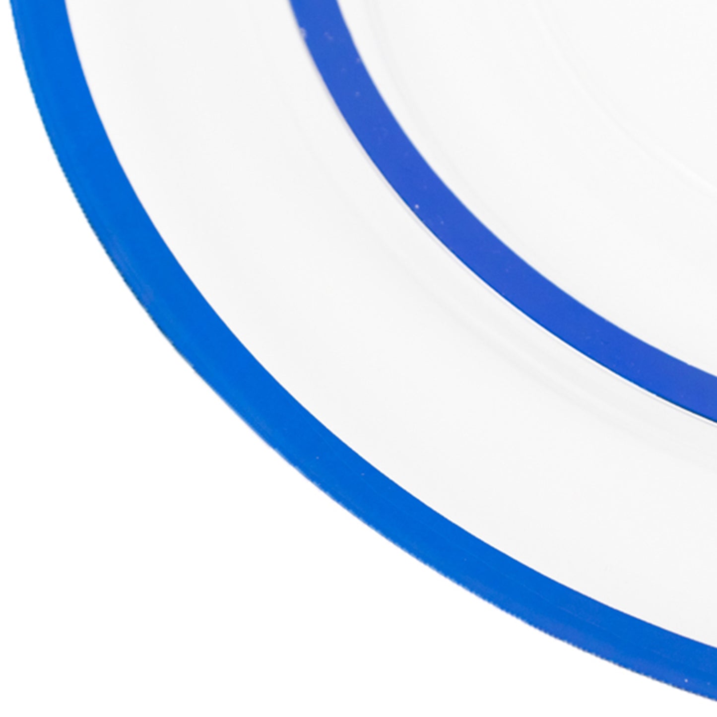 10 Pack Clear Regal Disposable Party Plates With Blue Rim, 10" Round Plastic Dinner Plates