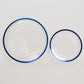 10 Pack Clear Regal Disposable Party Plates With Blue Rim, 10" Round Plastic Dinner Plates