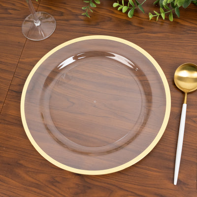 Gold Rim Clear Plastic Dinner Plates for Effortless Dining