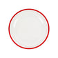 10 Pack Clear Regal Disposable Party Plates With Red Rim, 10" Round Plastic Dinner Plates